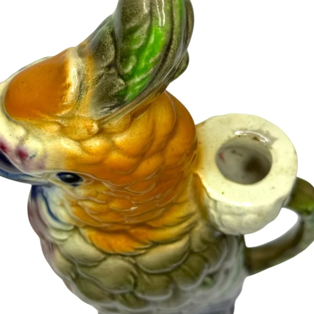 Antique French Majolica Parrot Pitcher Keller Guerin St. Clément‎ Mold 468